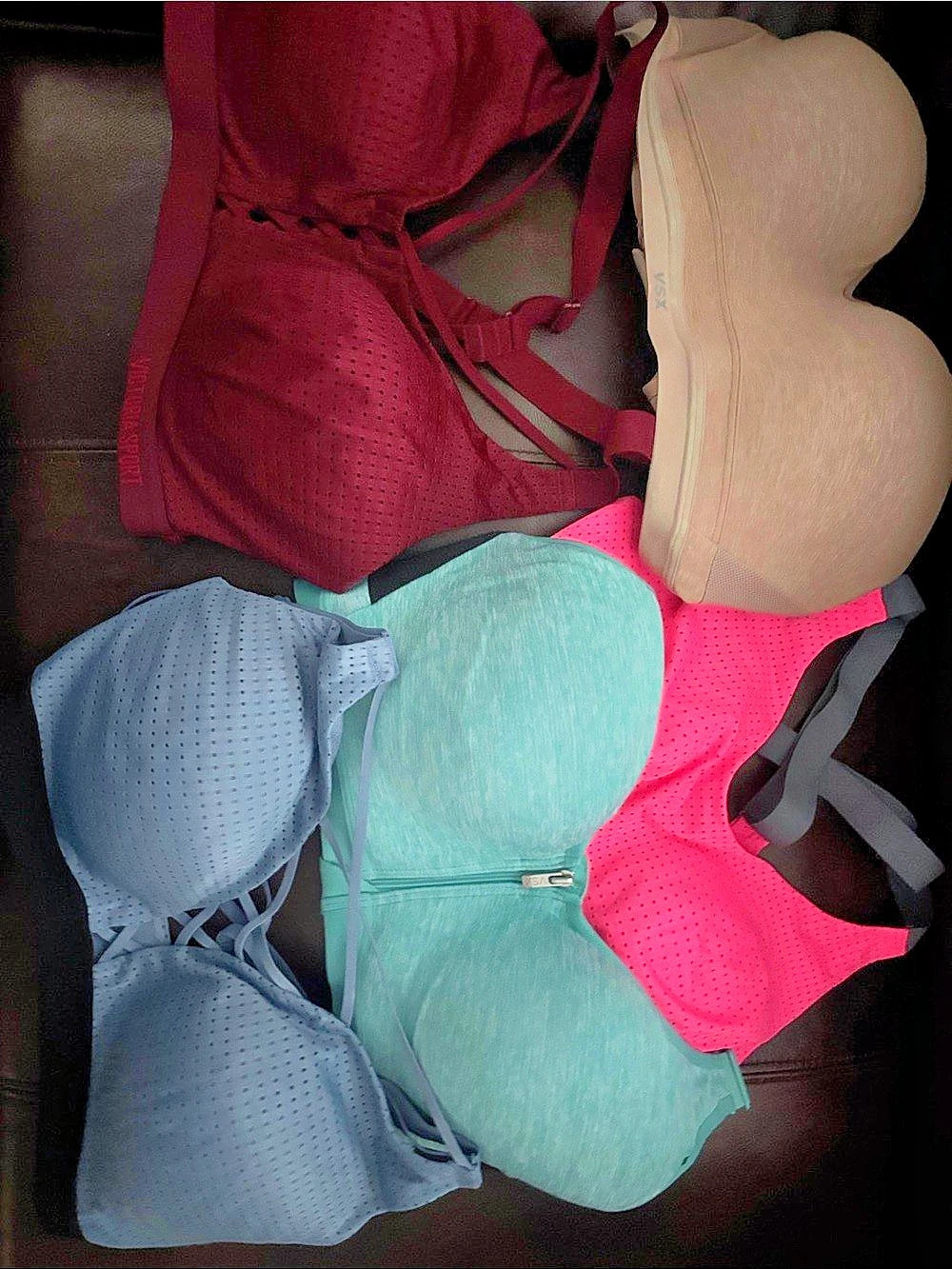 Victoria's Secret VSX Knockout Front-Close Sports Bra Lot Pink & Blue